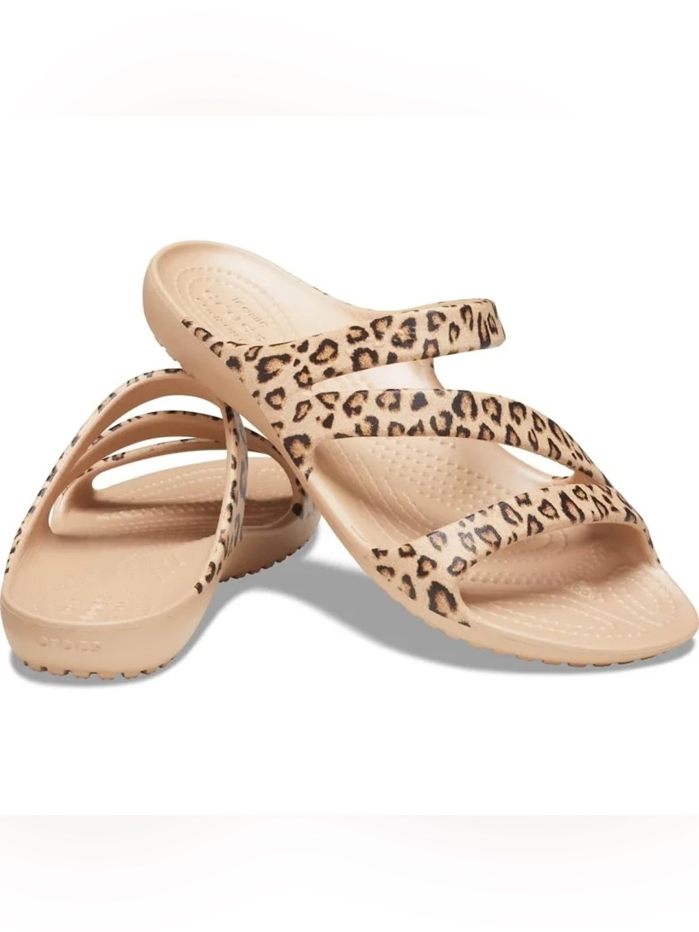 Crocs Leopard Print Slide Sandals